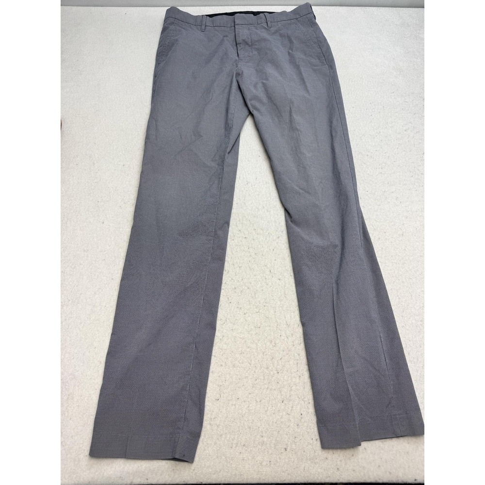 Bonobos Dress Pants Mens 34x34 Gray Stretch Cotton Check Flat Front Office